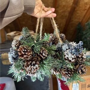 Set of 4 Festive Pinecone and Berry Holiday Ornaments Large